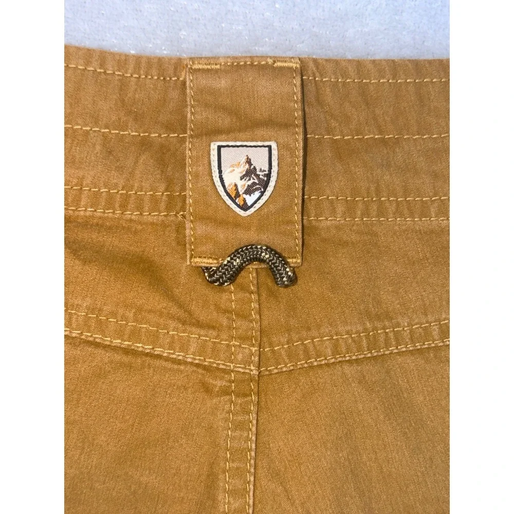KUHL Mens Size 40 Vintage Patina Dye Cargo Shorts Mustard Brown Outdoor Hiking